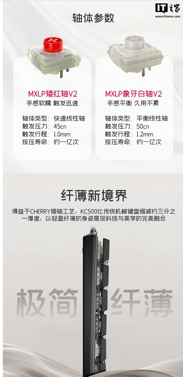 0 MX LP 系列机械键盘：双布局562 元起J9数字平台CHERRY 樱桃推出 KC 50(图2)